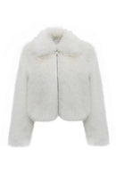 Dallas Women's White Shirt Collar Teddy Coat | Derimod
