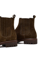 Women's Khaki Suede Leather Chelsea Boot | Derimod