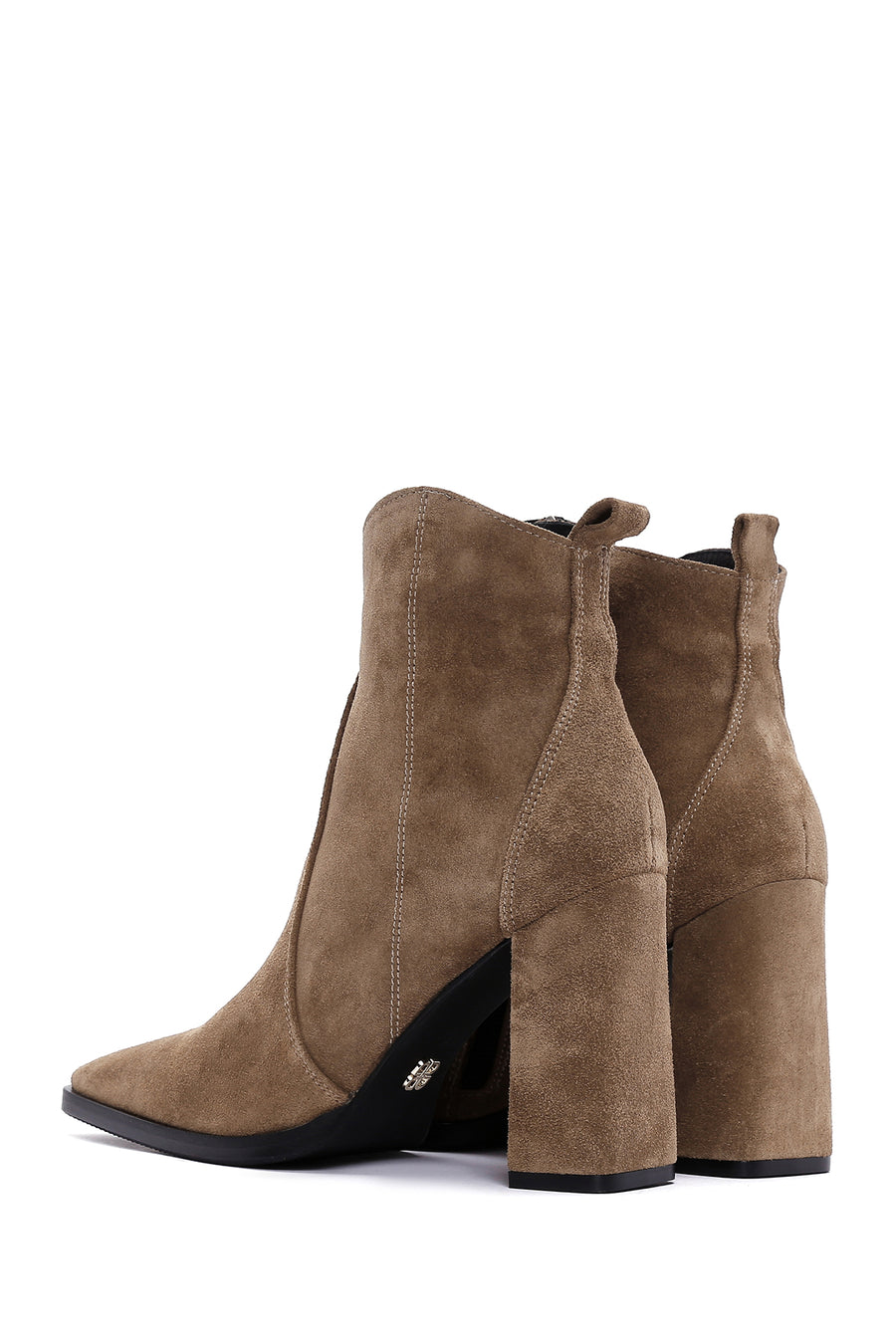 Women's Brown Suede Leather Heeled Boots