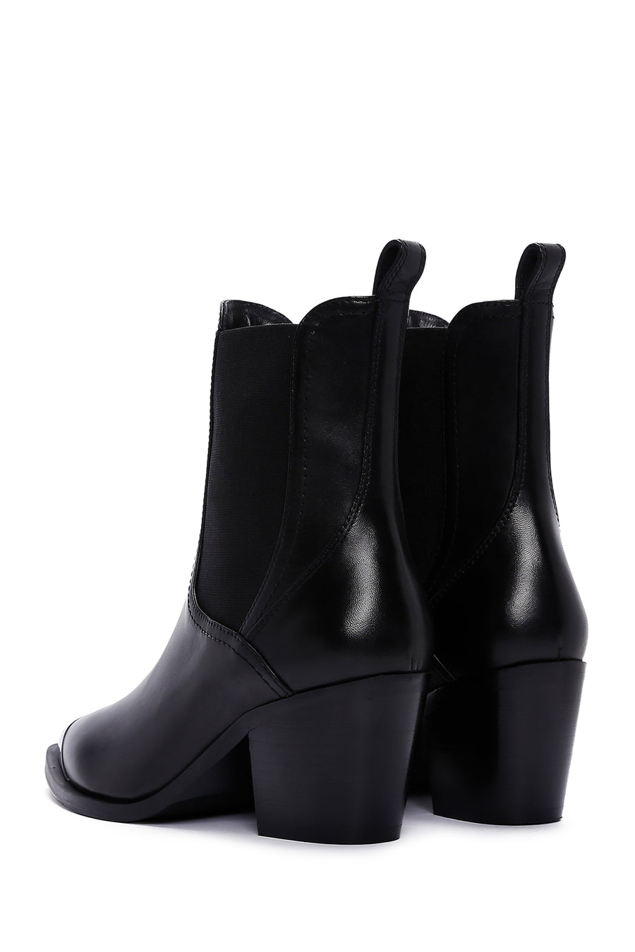 Women's Black Heeled Leather Chelsea Boots