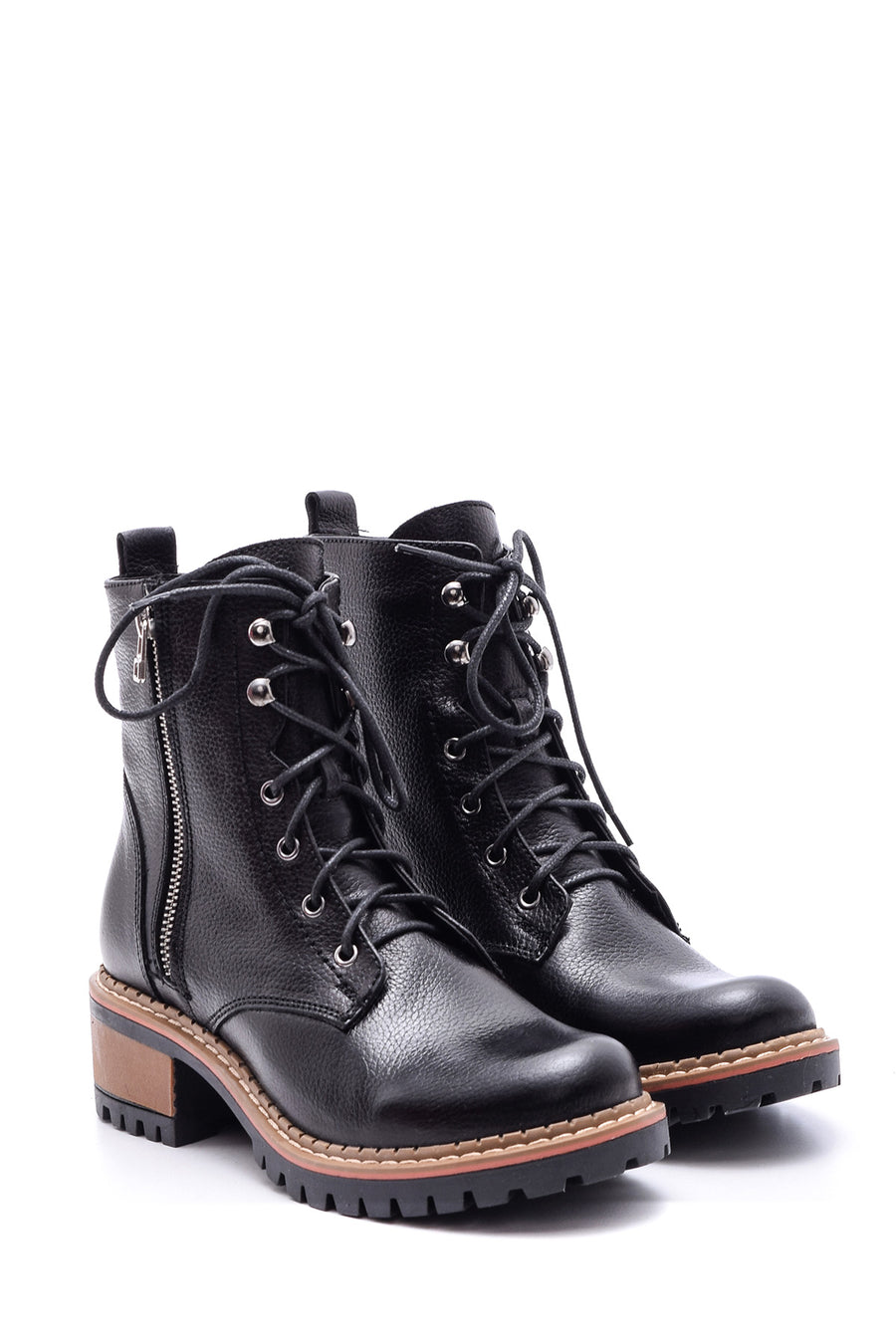 Women's Zippered Leather Boots