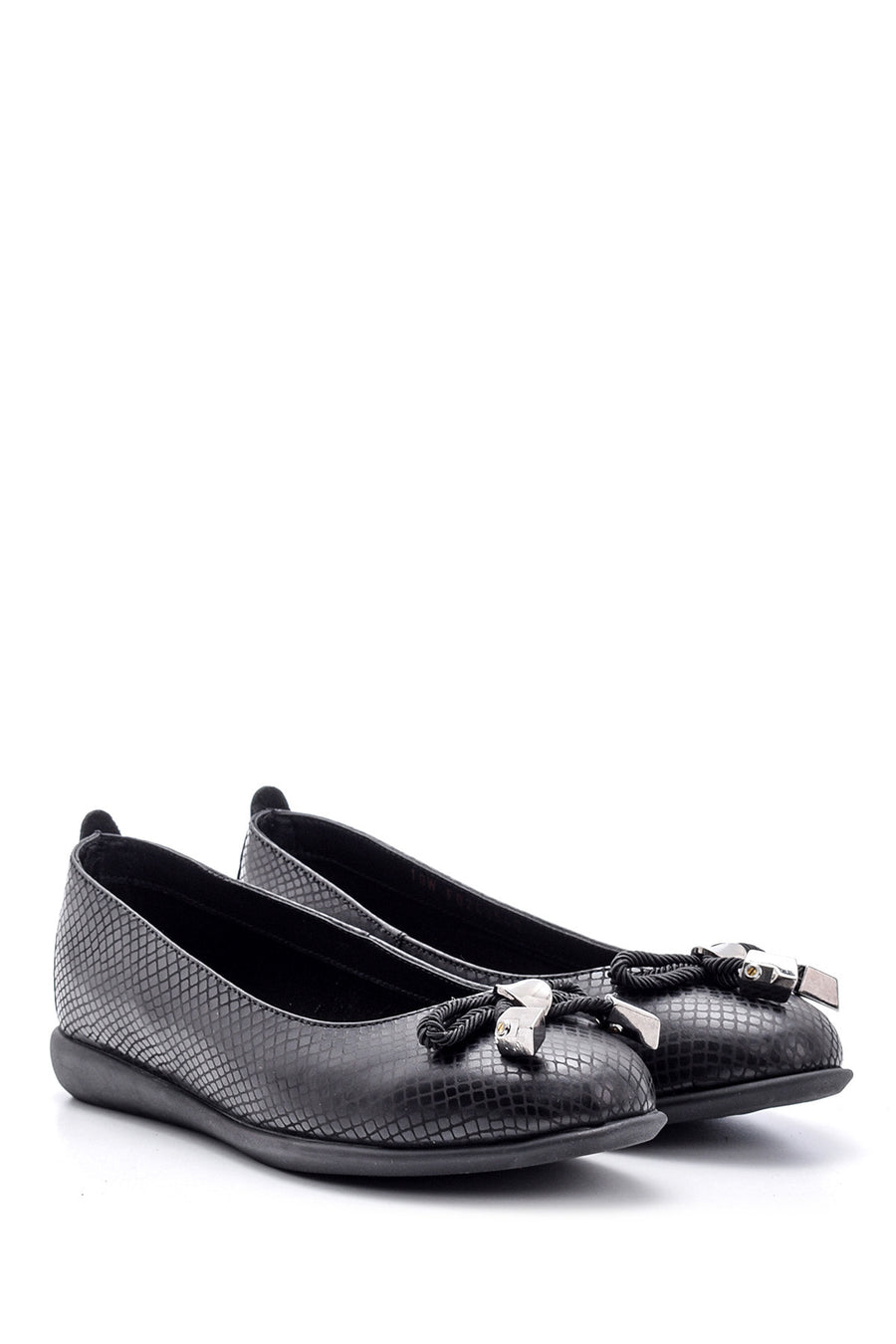 Women's Snake Detailed Leather Ballerinas