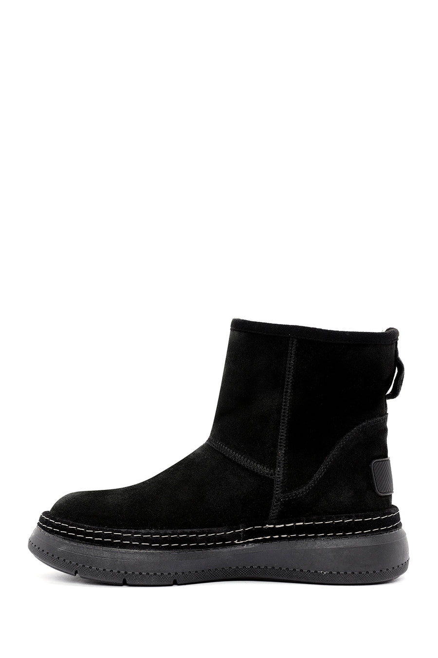 Women's Black Suede Leather Teddy Boots