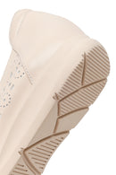 Women's Cream Patterned Leather Ballet Flats | Derimod