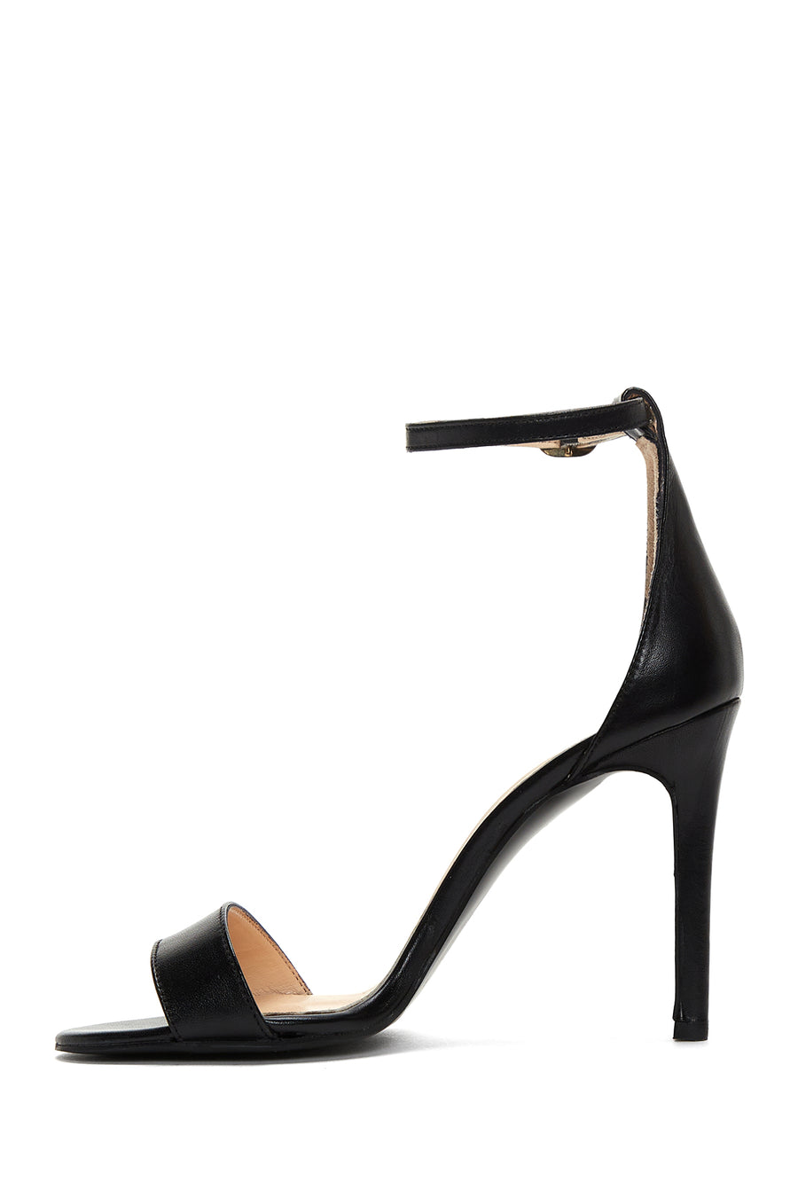 Women's Black Leather Heeled Sandals