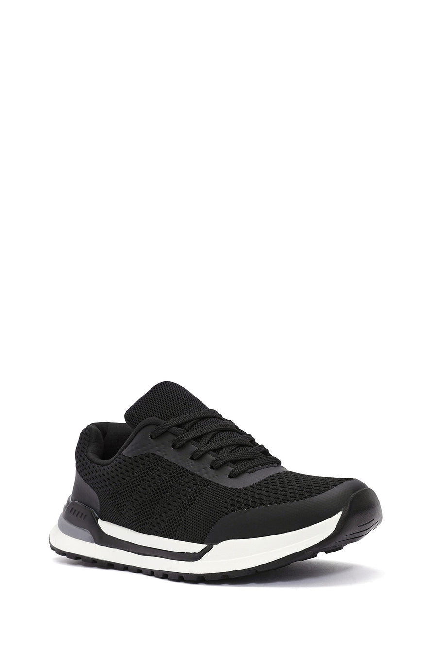 Men's Black Lace-Up Fabric Sneakers