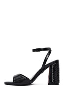 Women's Black Ankle Buckle High Thick Heel Sandals | Derimod