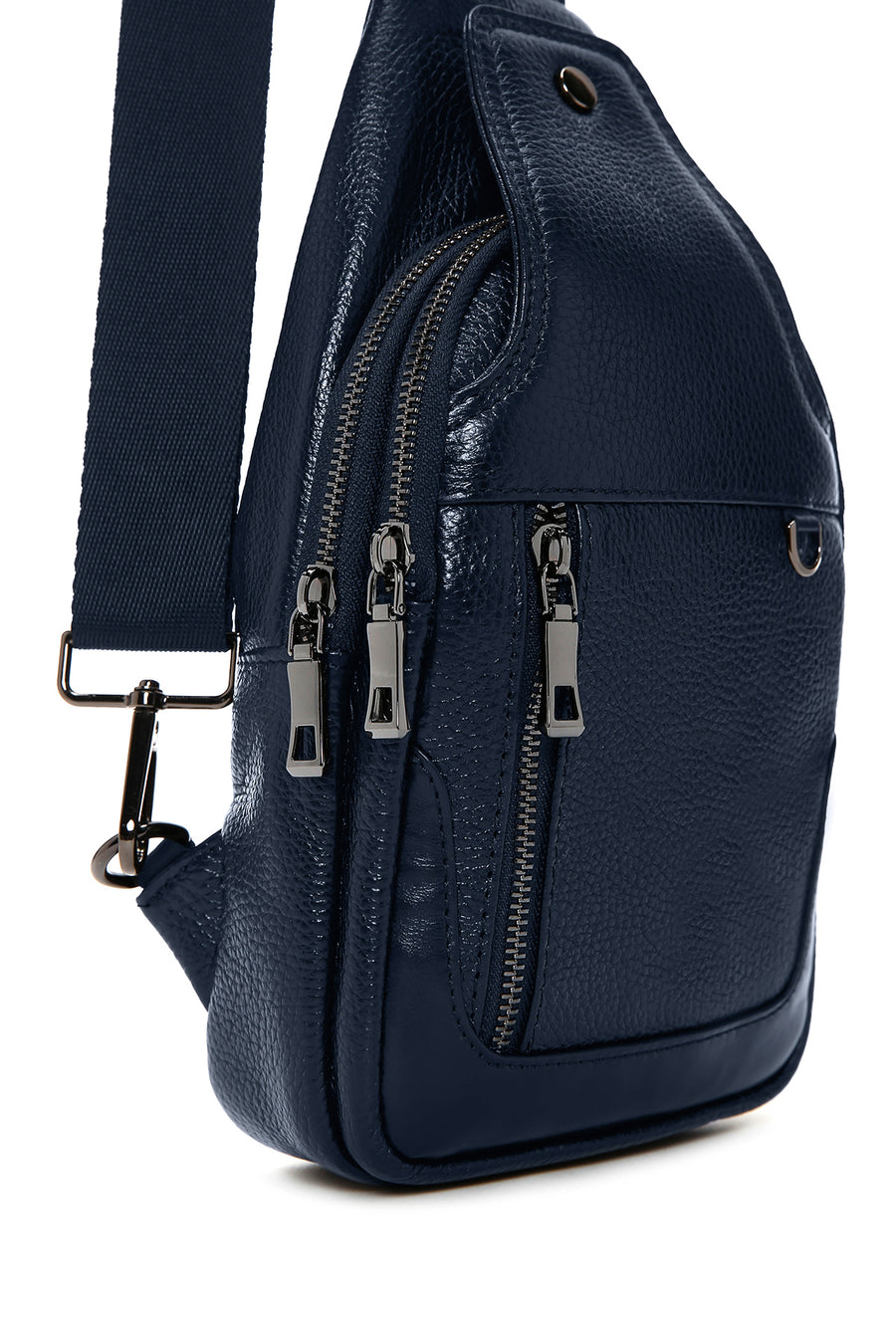 Men's Navy Blue Leather Crossbody Bag