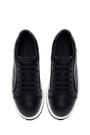 Male Black Lace-Up Thick-Soled Leather Sneaker | Derimod