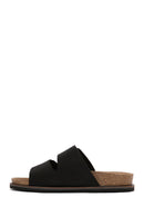 Men's Black Nubuck Leather Slippers | Derimod