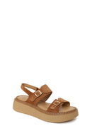 Woman Powder Thick-Soled Suede Comfort Sandal | Derimod