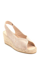 Women's Casual Wedge Heel Leather Espadrille | Derimod