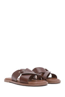 Women's Brown Leather Slippers | Derimod