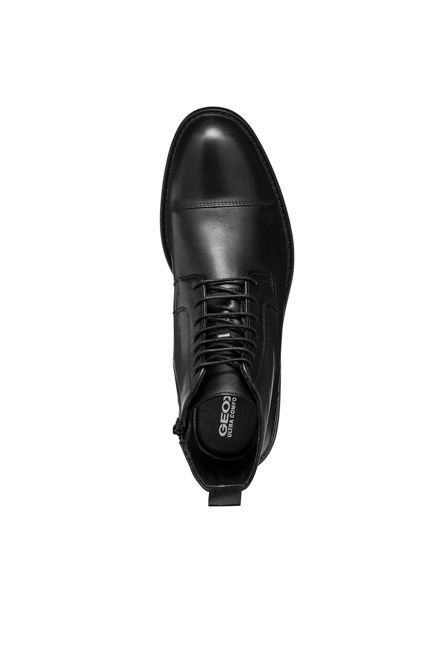 Geox Men's Black Walk Pleasure Lace-Up Leather Combat Boots
