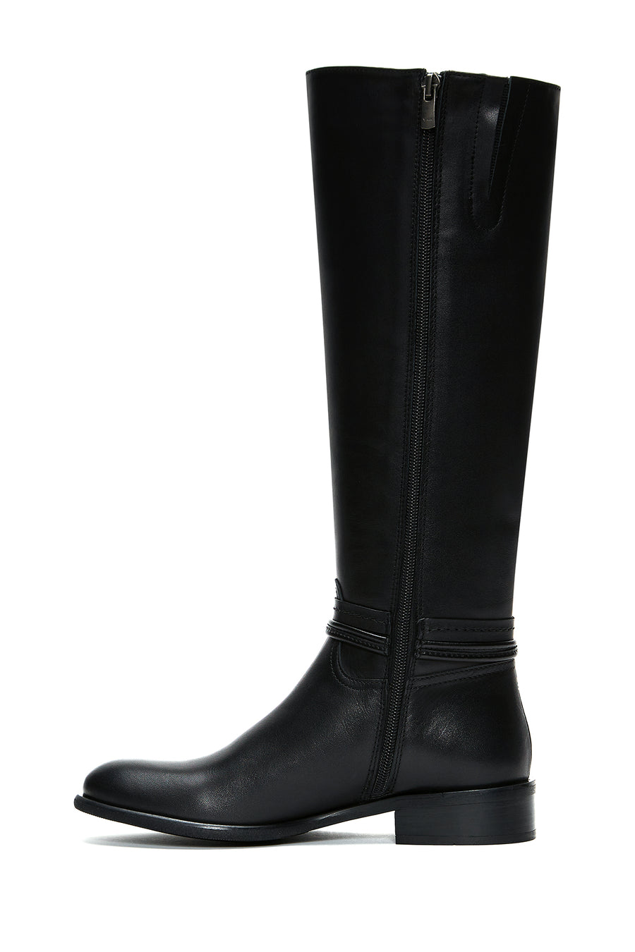 Women's Black Zippered Accessory Detailed Leather Boots