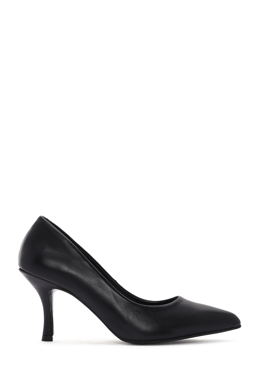 Women's Black Thin Heeled Leather Stiletto 25SFD405118 | Derimod