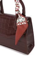 Woman Burgundy Croco Mini Shoulder Bag with Long Strap | Derimod