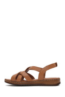 Women's Tan Leather Comfort Sandals | Derimod