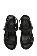 Kadın Siyah Deri Comfort Sandalet | Derimod