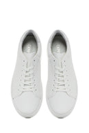 Women's White Lace-up Thick-Sole Leather Sneaker | Derimod