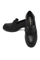 Kadın Siyah Kalın Topuklu Deri Maskülen Loafer | Derimod