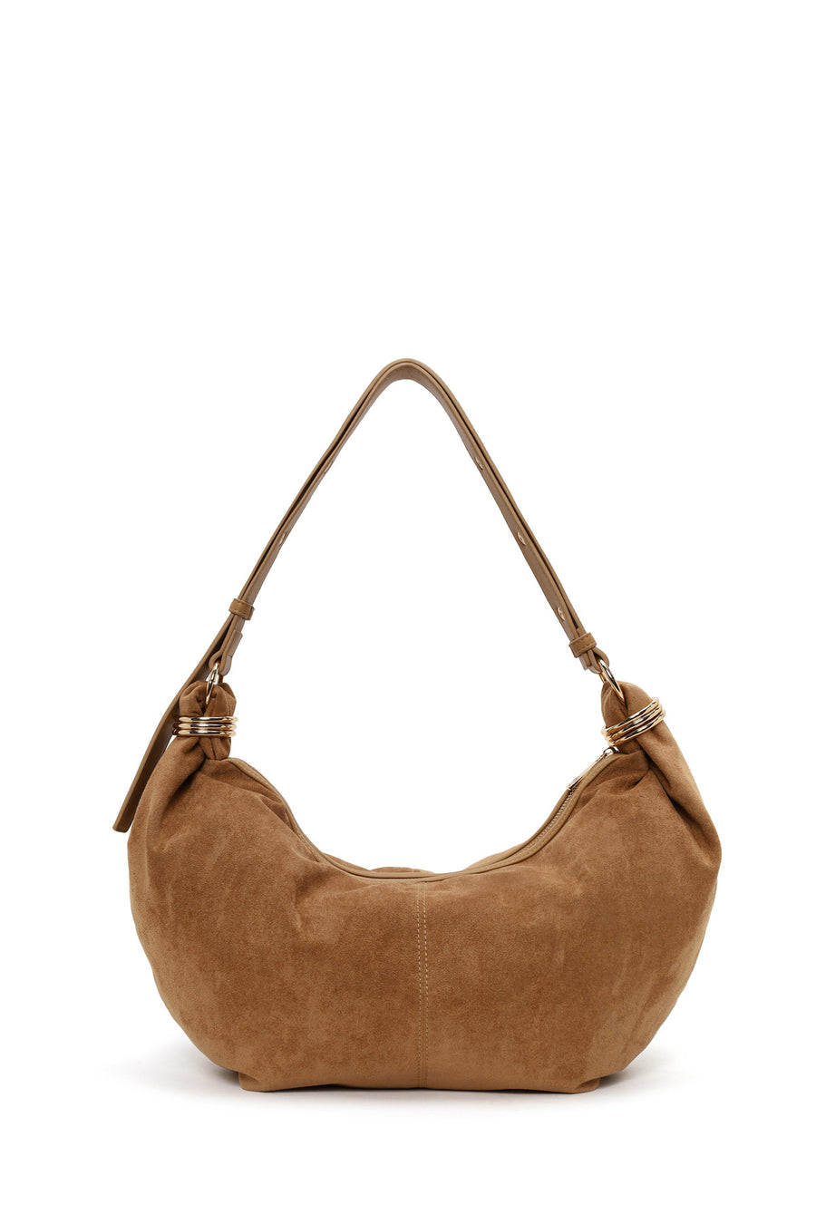 Woman Beige Suede Shoulder Bag