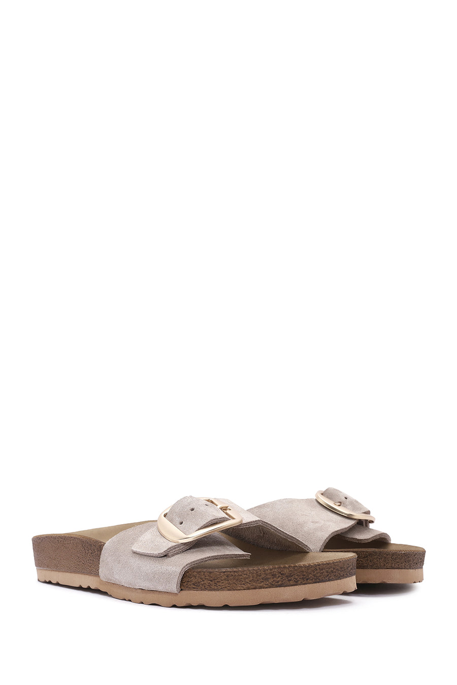 Women's Mink Buckled Suede Leather Slippers