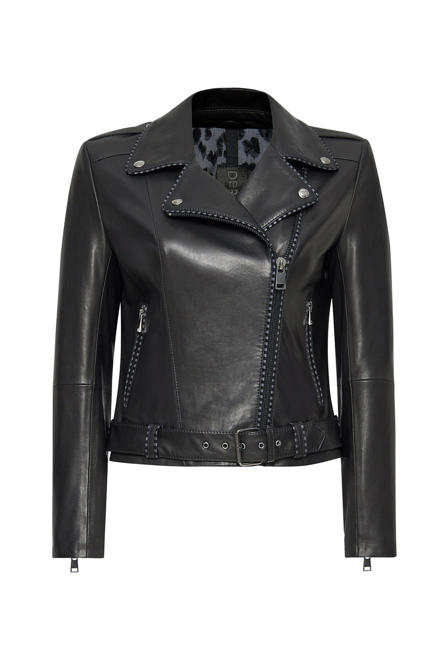 Angel-X Women's Black Biker Leather Jacket 24WGD5264VE | Derimod