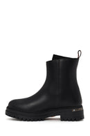 Harley Davidson Woman Black Peking Zip Closure Thick-Soled Leather Boots | Derimod