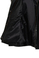 Hillary Women's Black Collar Fur Hooded Leather Coat | Derimod
