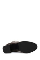 Kadın Kahverengi Fermuarlı Kalın Topuklu Deri Bot | Derimod