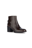 Geox Women's Brown New Asheel Zippered Heeled Leather Boots | Derimod