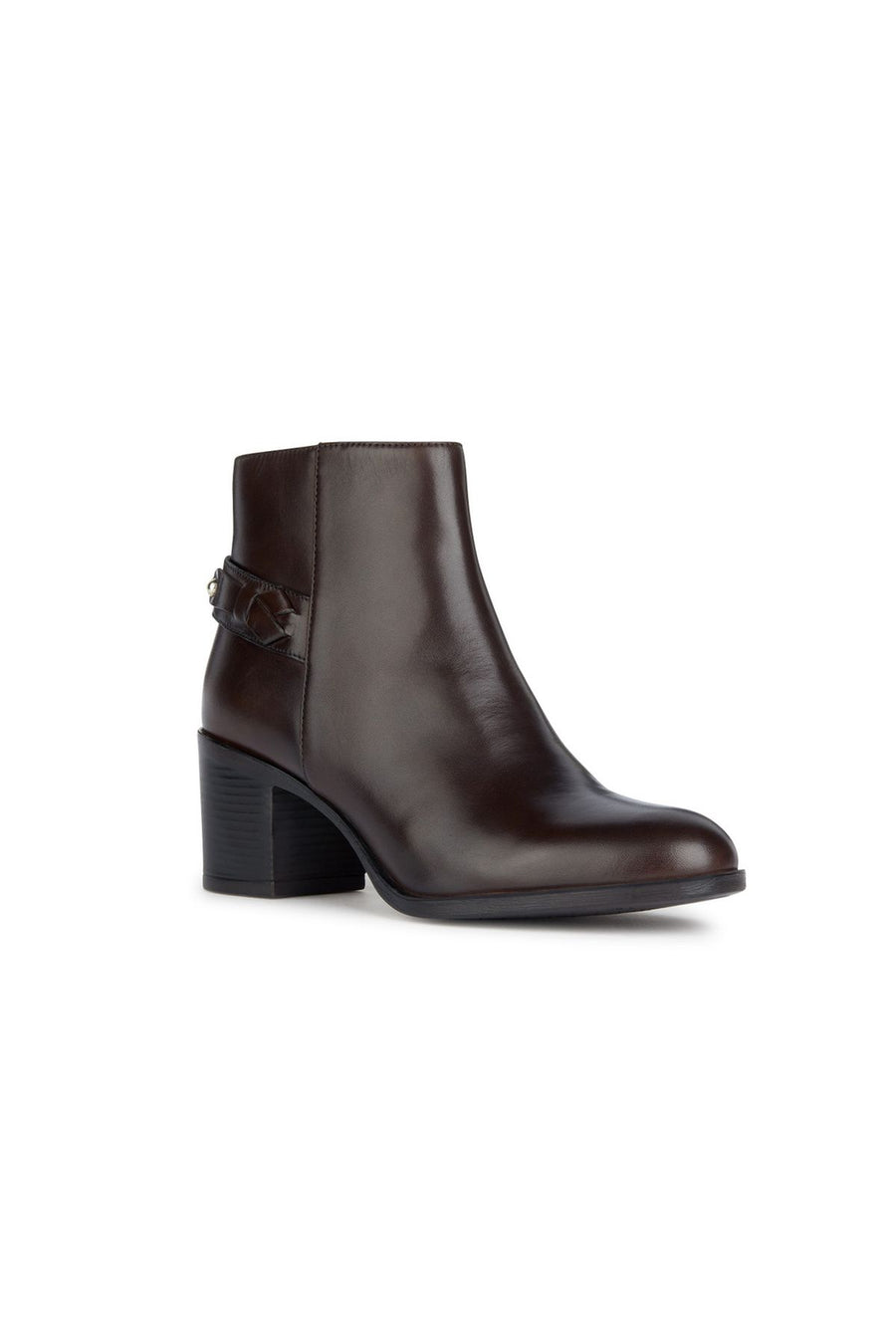 Geox Women's Brown New Asheel Zippered Heeled Leather Boots