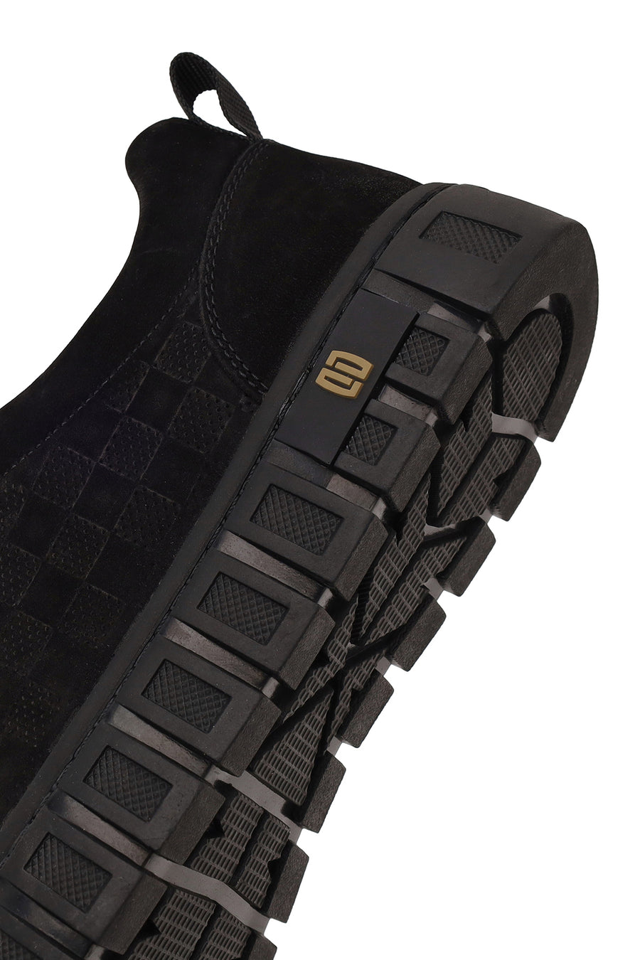 Male Black Lace-Up Thick-Soled Nubuck Leather Sneaker