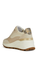 Geox Women's Beige Spherica Ec11 Thick Soled Lace-up Leather Sneaker | Derimod