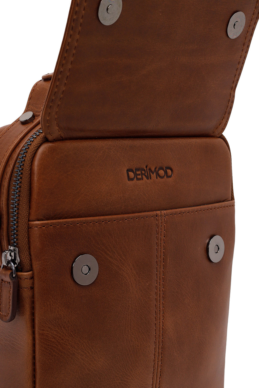 Male Brown Long Strap Leather Handbag