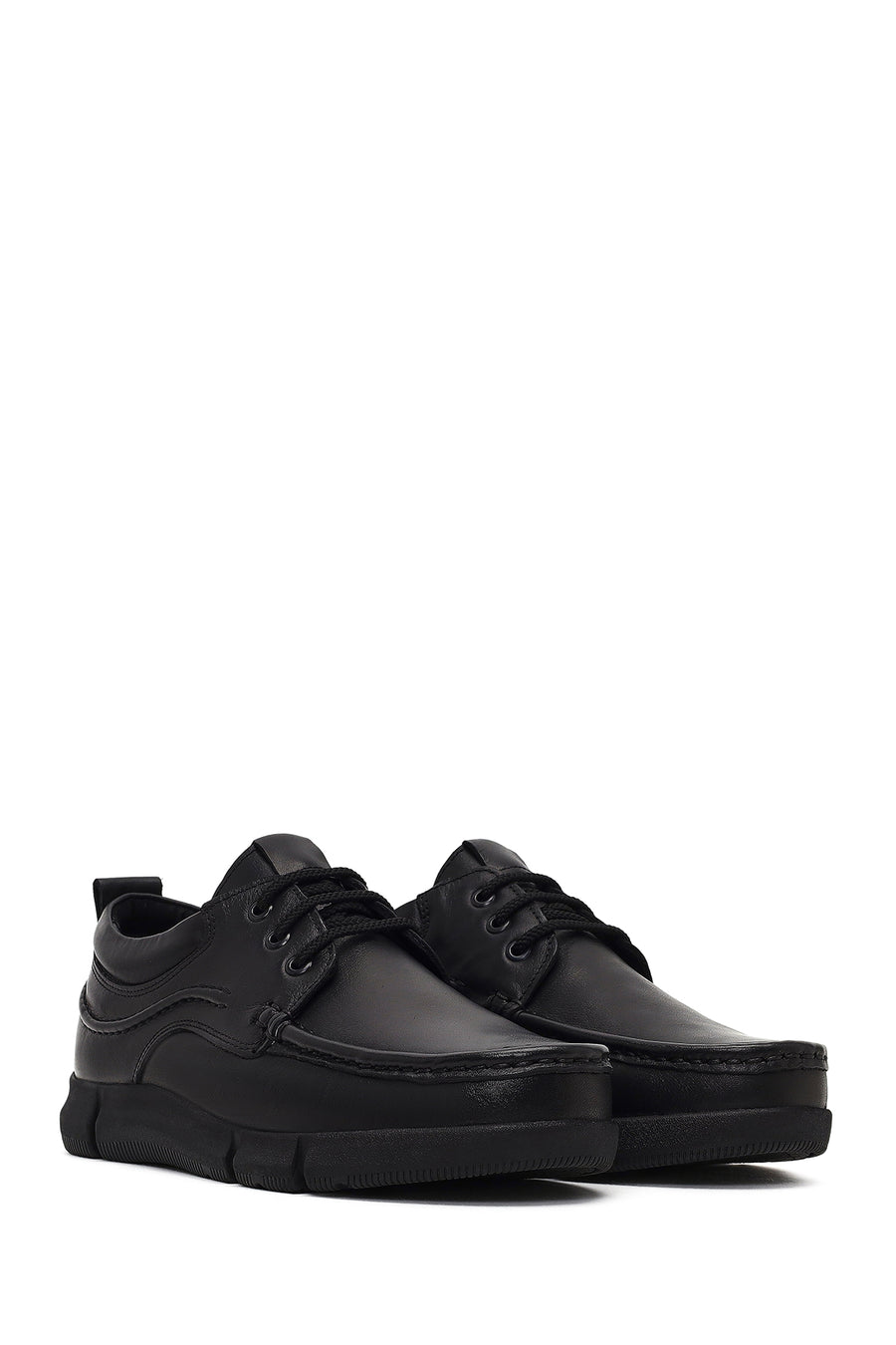 Men's Black Lace-Up Leather Casual Shoes