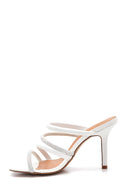 Women's White Stone Heeled Slippers | Derimod