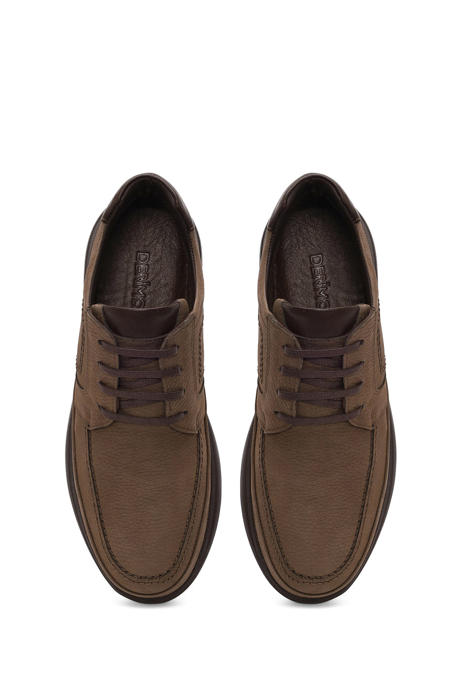 Male Beige Lace-up Thick-soled Nubuck Leather Boots