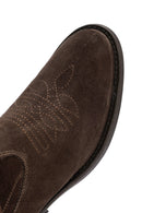 Woman Brown Short Chunky Heeled Suede Cowboy Boots | Derimod