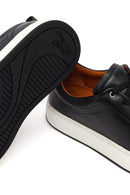 Erkek Siyah Bağcıklı Kalın Tabanlı Deri Sneaker | Derimod