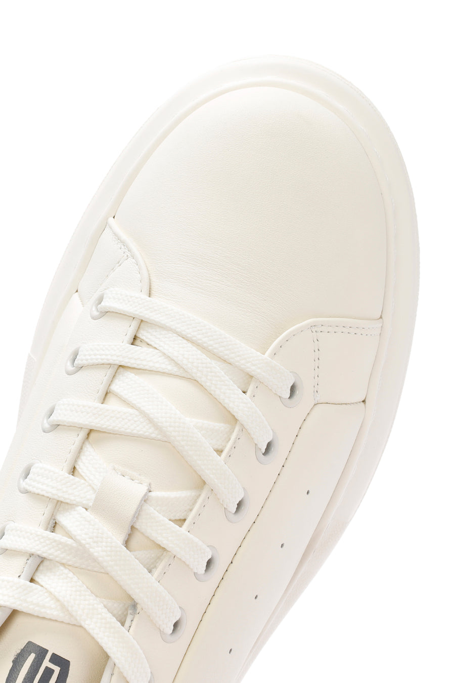 Erkek Beyaz Bağcıklı Kalın Tabanlı Deri Sneaker