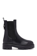 Woman Black Thick Sole Leather Chelsea Boots | Derimod