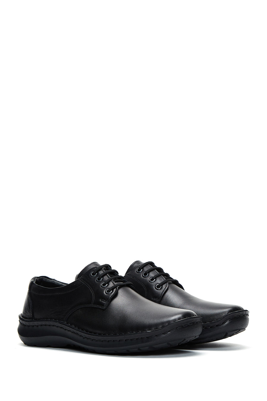 Men's Black Lace-up Leather Casual Shoes