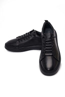 Erkek Siyah Bağcıklı Deri Sneaker | Derimod