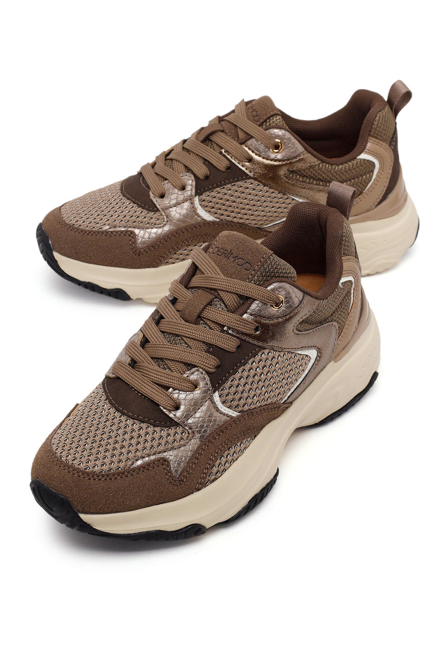 Woman Bronze Lace-Up Chunky Sneaker