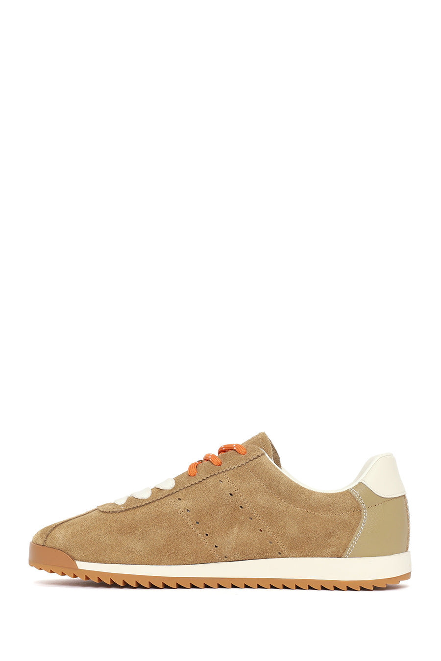 Women's Beige Lace-Up Suede Leather Sneaker