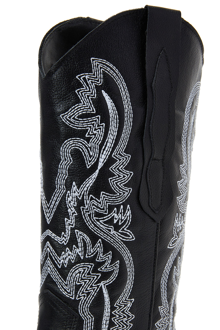 Women's Black Patterned Leather Cowboy Boots