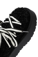 Women's Black Thick-Soled Fur-Lined Leather Boots | Derimod