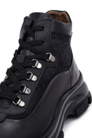 Men's Black Zippered Leather Boat | Derimod